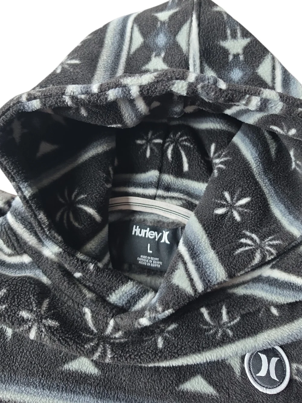 Hurley Black & Gray Patterned Kids Hooded Pullover